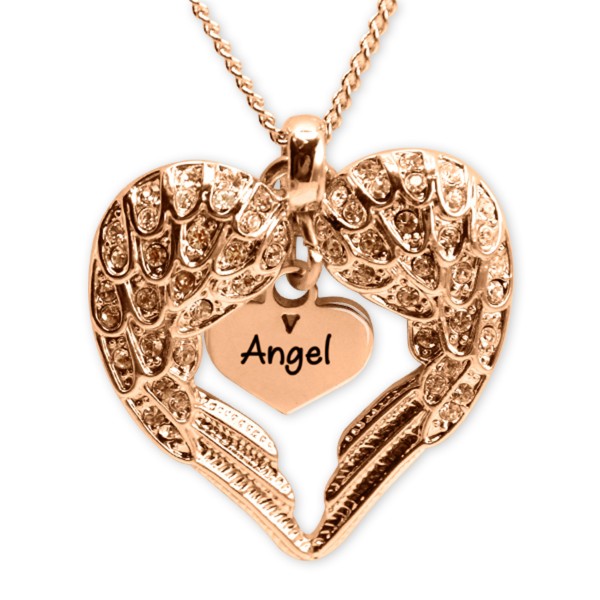 Angels Heart Necklace with Heart Insert - Rose Gold - The Handmade ™