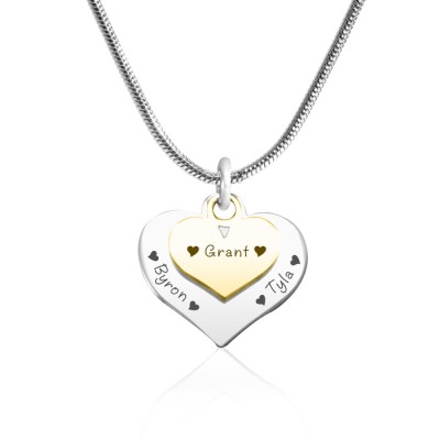 Double Heart Necklace - Two Tone - Gold or Silver - The Handmade ™