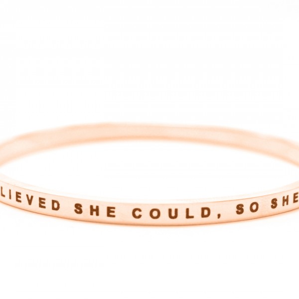 Personalised She Believed She Could Bangle Gold - The Handmade ™