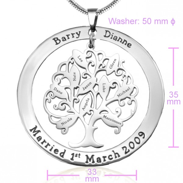 Tree of My Life Washer Necklace 10 - Silver - The Handmade ™
