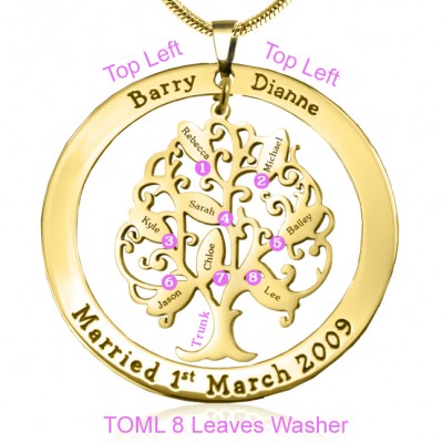 Personalised Tree of My Life Washer 8 - Gold - The Handmade ™