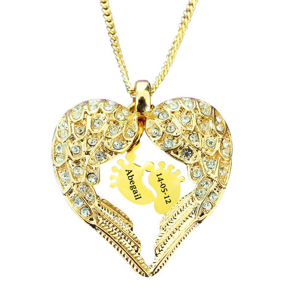 Angels Heart Necklace with Feet Insert - GOLD - The Handmade ™