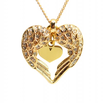 Angels Heart Necklace with Heart Insert - Gold - The Handmade ™