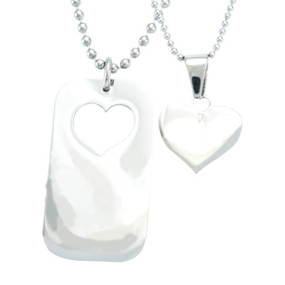 Dog Tag - Stolen Heart - Two Necklaces - Silver - The Handmade ™