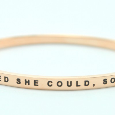 Personalised She Believed She Could Bangle Gold - The Handmade ™