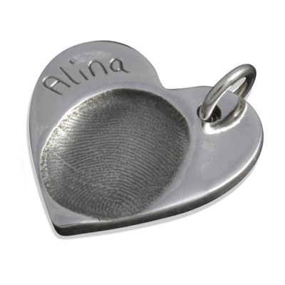 Silver FingerPrint Heart Pendant - The Handmade ™