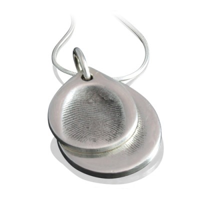 Silver FingerPrint Cascade TearDrop Pendant - The Handmade ™