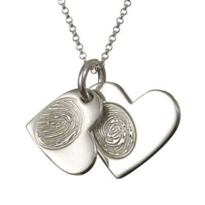 Silver FingerPrint Cascade Heart Pendant - The Handmade ™