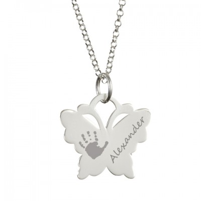 Engraved Butterfly Handprint Necklace - The Handmade ™