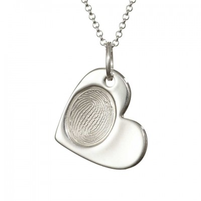 Silver FingerPrint Cascade Heart Pendant - The Handmade ™