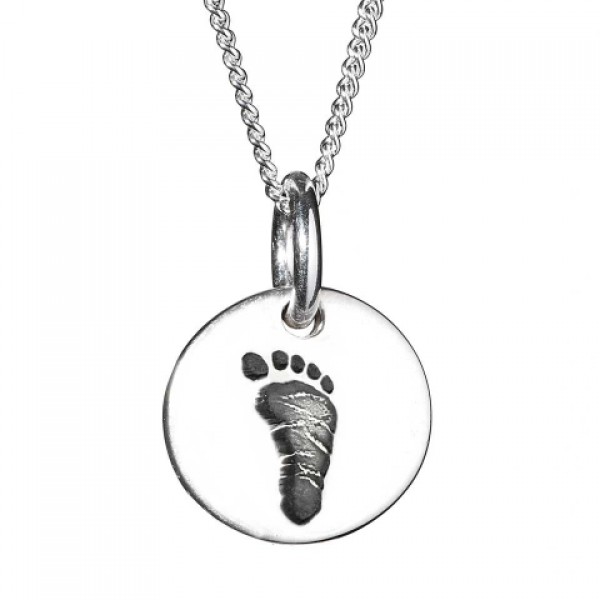 Silver Hand / Footprint Medium Circle Pendant - The Handmade ™