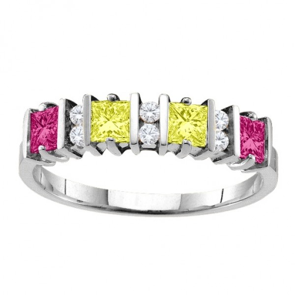 Echo 2-6 Princess Cut Stones Ring With Accents - The Handmade ™