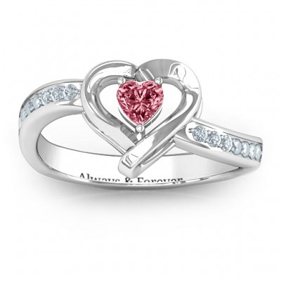 White Gold Falling For You Accented Heart Ring - The Handmade ™