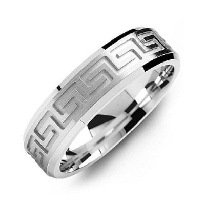 Greek Key Eternity Grooved Men's Ring - The Handmade ™
