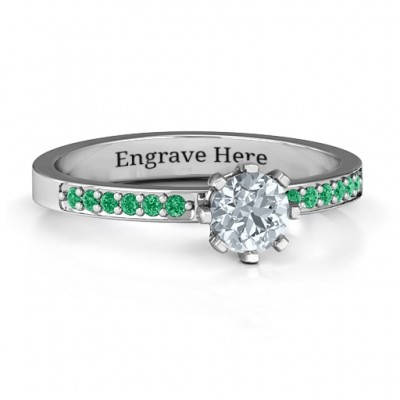 8 Prong Solitaire Set Ring with Twin Channel Accent Rows - The Handmade ™