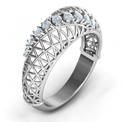 9 Stone Geometric Mesh Ring - The Handmade ™