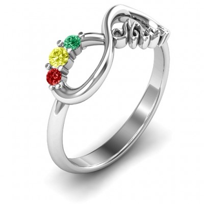 Mom's Infinite Love Ring with 2-10 Stones and 3 Cubic Zirconias Stones - The Handmade ™