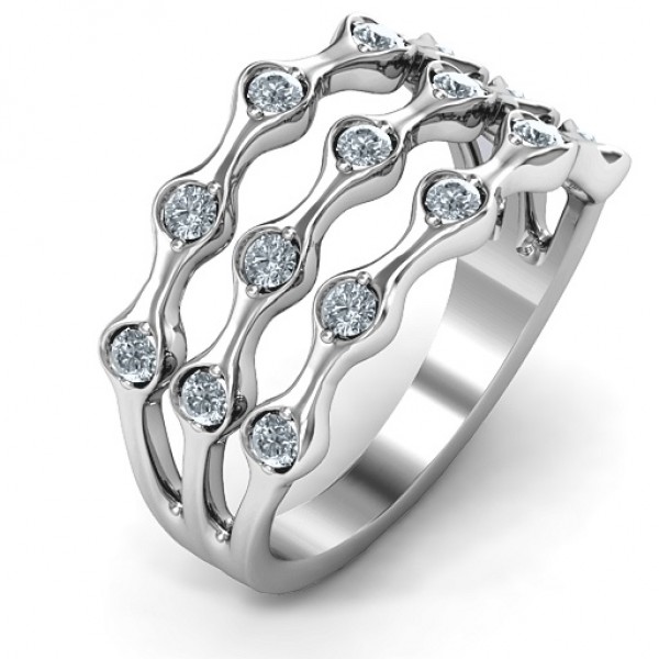 Alternating Stone Fashion Wave Ring - The Handmade ™