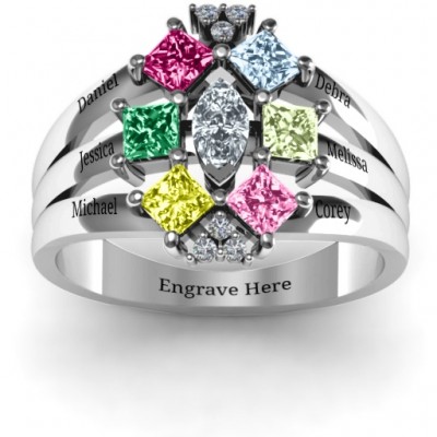Arachna Centre Marquise and Princess Ring with Accents - The Handmade ™
