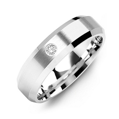 Beveled-Edge Brushed Men's Gemstone Ring - The Handmade ™