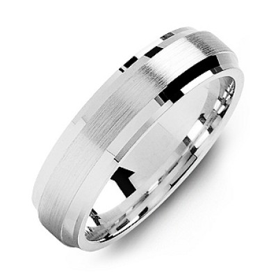 Beveled Edge Men's Ring with Brushed Centre - The Handmade ™