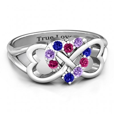 Birthstone Triple Heart Infinity Ring - The Handmade ™