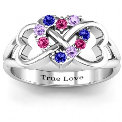 Birthstone Triple Heart Infinity Ring - The Handmade ™