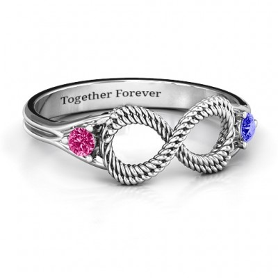 Braided Infinity Ring with Two Stones - The Handmade ™