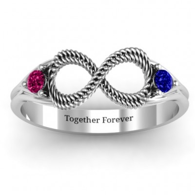 Braided Infinity Ring with Two Stones - The Handmade ™