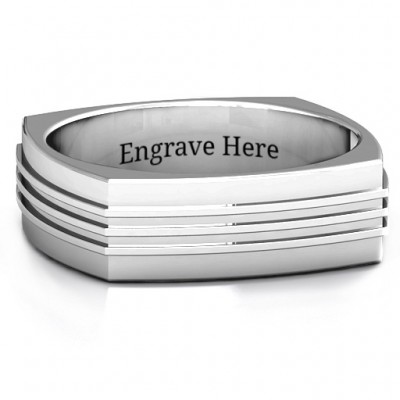 Bridge Grooved Square-shaped Men's Ring - The Handmade ™