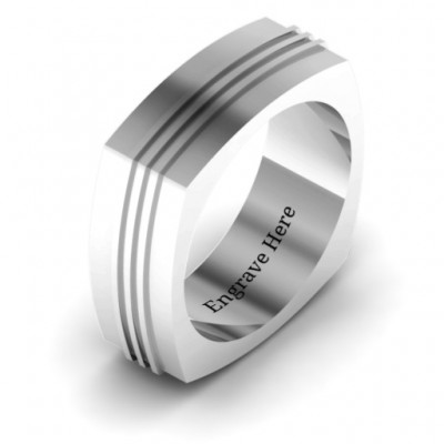 Bridge Grooved Square-shaped Men's Ring - The Handmade ™