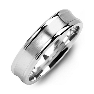 Classic Contoured Men's Ring with Brushed Centre - The Handmade ™