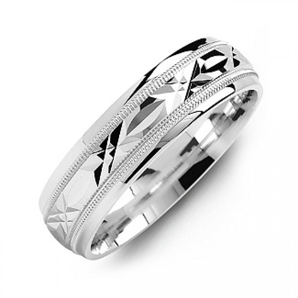 Classic Men's Ring with Diamond Cut Pattern - The Handmade ™