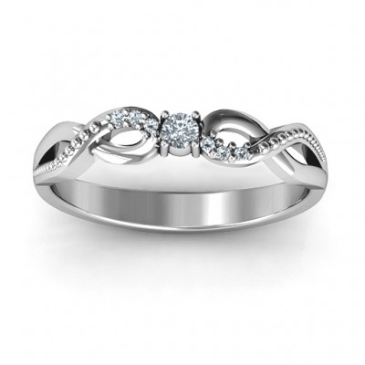 Classic Solitare Sparkle Ring with Accented Infinity Band - The Handmade ™