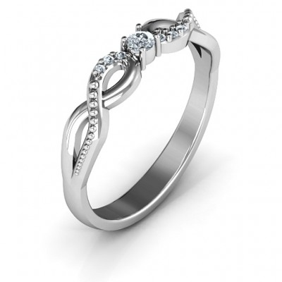Classic Solitare Sparkle Ring with Accented Infinity Band - The Handmade ™