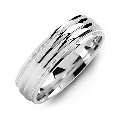 Classic Two-Line Milgrain Men's Ring - The Handmade ™