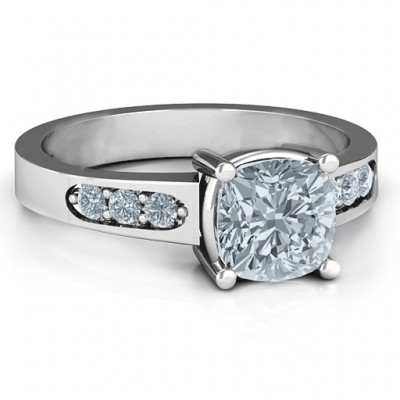 Cushion Cut Solitaire with Accents Ring - The Handmade ™