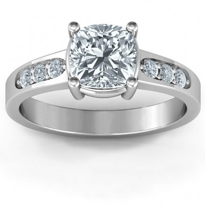 Cushion Cut Solitaire with Accents Ring - The Handmade ™