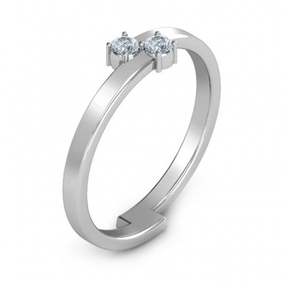 Diagonal Dazzle Ring With 2-3 Gemstones - The Handmade ™