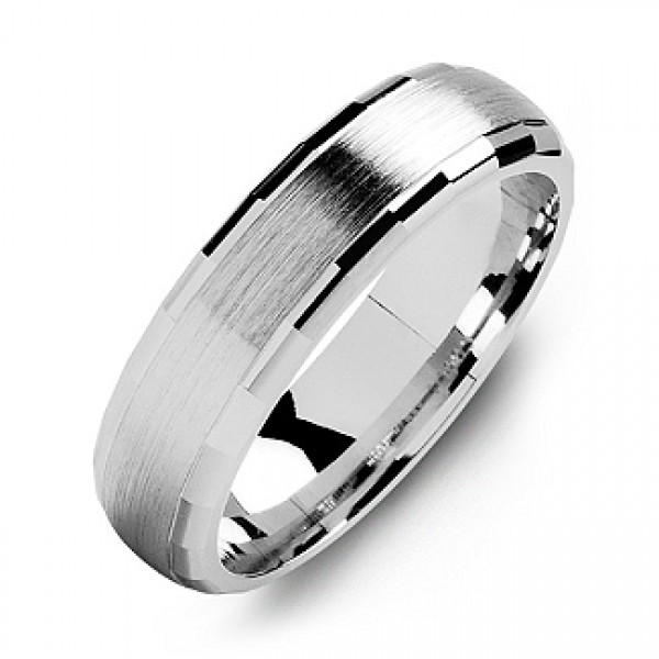 Dome-Shaped Brushed Men's Ring with Baguette Edges - The Handmade ™