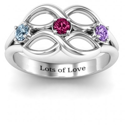 Double Infinity Ring with Triple Stones - The Handmade ™