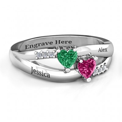 Dual Hearts with Accents Ring - The Handmade ™