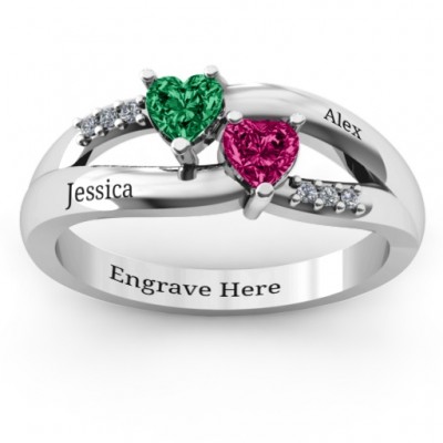 Dual Hearts with Accents Ring - The Handmade ™
