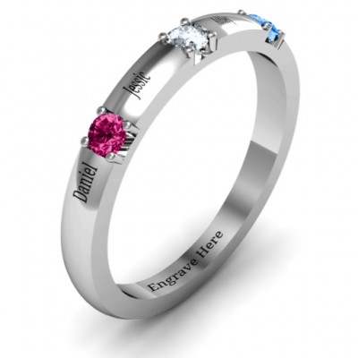 Elegant Three Gemstone Ring - The Handmade ™