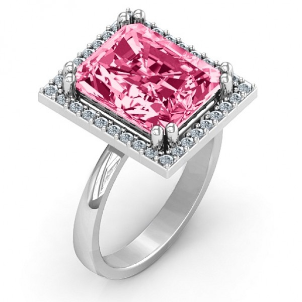 Emerald Cut Statement Ring with Halo - The Handmade ™