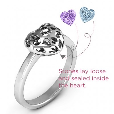 Encased in Love Petite Caged Hearts Ring with Infinity Band - The Handmade ™