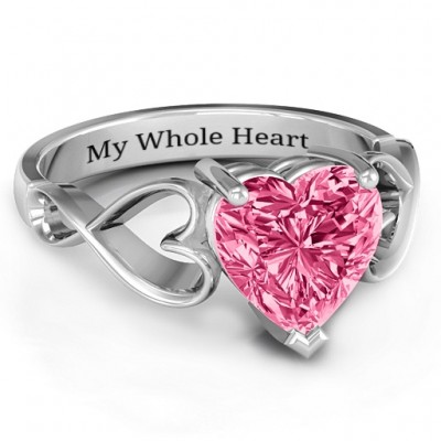 Heart Shaped Stone with Interwoven Heart Infinity Band Ring - The Handmade ™