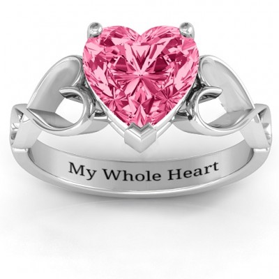 Heart Shaped Stone with Interwoven Heart Infinity Band Ring - The Handmade ™
