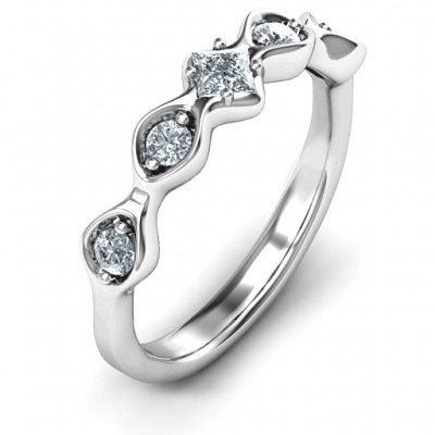 Infinite Wave with Princess Cut Centre Stone Ring - The Handmade ™