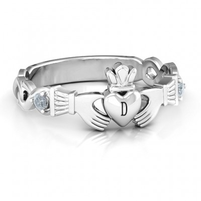 Infinity Claddagh With Side Stones Ring - The Handmade ™